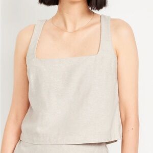 NWT Old Navy Linen Blend Cream Women’s Tank in 3X Square Neckline